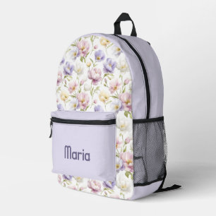 Personalised Pretty Colourful Modern Girly Floral Printed Backpack