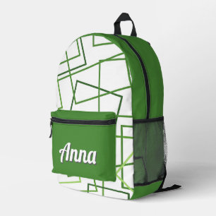 Personalised Pretty Colourful Modern Girly Green Printed Backpack