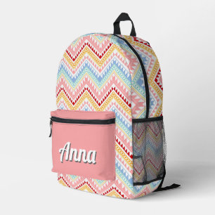 Personalised Pretty Colourful Modern Girly Rainbow Printed Backpack