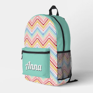 Personalised Pretty Colourful Modern Girly Rainbow Printed Backpack