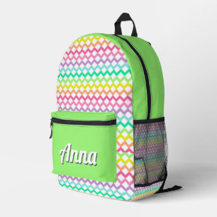 Personalised Pretty Colourful Modern Girly Rainbow Printed Backpack