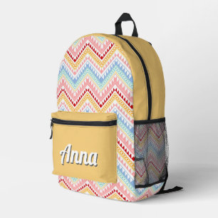 Personalised Pretty Colourful Modern Girly Rainbow Printed Backpack