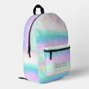 Personalised Pretty Colourful Modern Girly Rainbow Printed Backpack