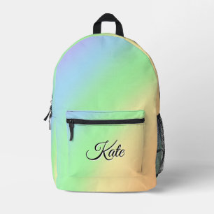 Personalised Pretty Colourful Modern Girly Rainbow Printed Backpack