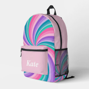 Personalised Pretty Colourful Modern Girly Rainbow Printed Backpack