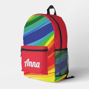 Personalised Pretty Colourful Modern Girly Rainbow Printed Backpack