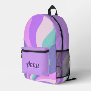Personalised Pretty Colourful Modern Girly Rainbow Printed Backpack