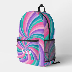 Personalised Pretty Colourful Modern Girly Rainbow Printed Backpack