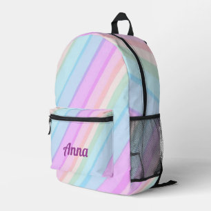 Personalised Pretty Colourful Modern Girly Rainbow Printed Backpack