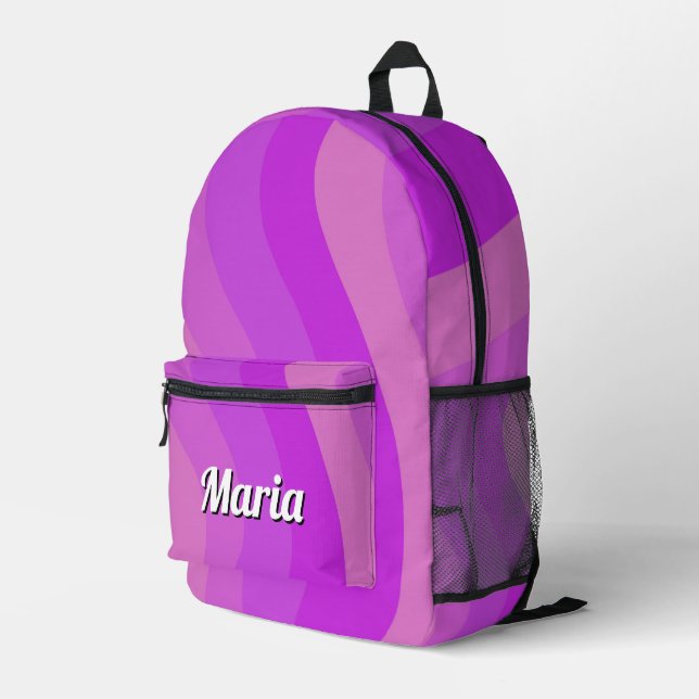 Personalised Pretty Colourful Modern Girly Rainbow Printed Backpack (Back Corner Right)