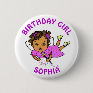 Personalised Pretty Fairy Birthday Girl 6 Cm Round Badge