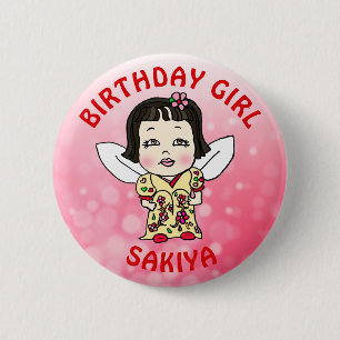 Personalised Pretty Fairy Birthday Girl 6 Cm Round Badge