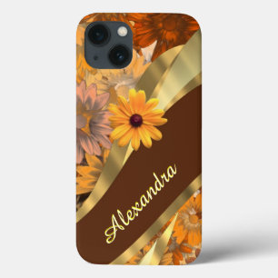 Personalised pretty fall coloured floral pattern iPhone 13 case