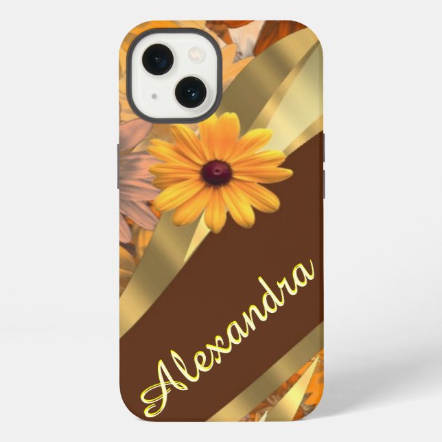 Personalised pretty fall coloured floral pattern iPhone case (Back)
