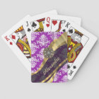 Personalised pretty girly purple damask pattern