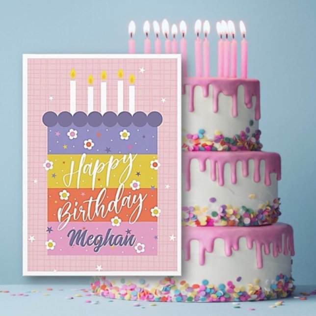 Personalised Pretty Happy Birthday  Card (Creator Uploaded)