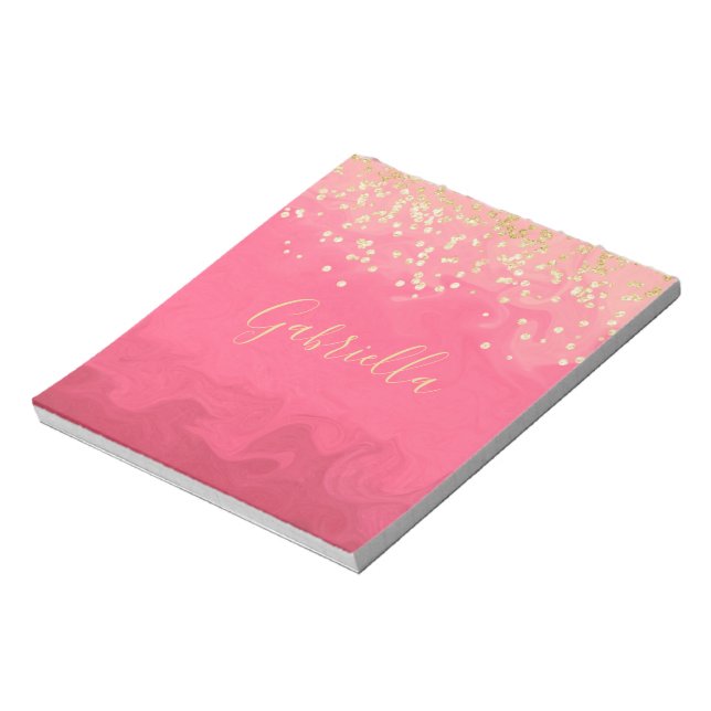 Personalised Pretty in Pink With Gold Notepad (Rotated)