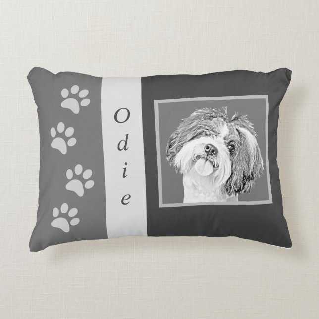 Personalised Pretty Pencil Shih Tzu Accent Pillow (Front)