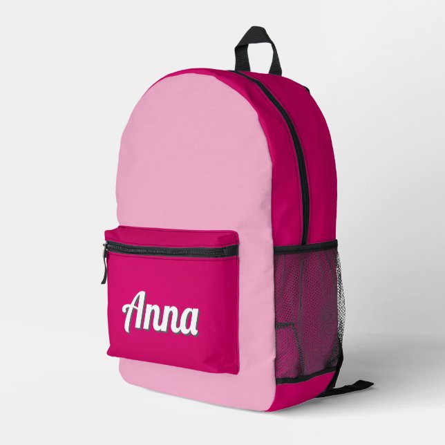 Personalised Pretty Pink Modern Girly Printed Backpack (Back Corner Right)