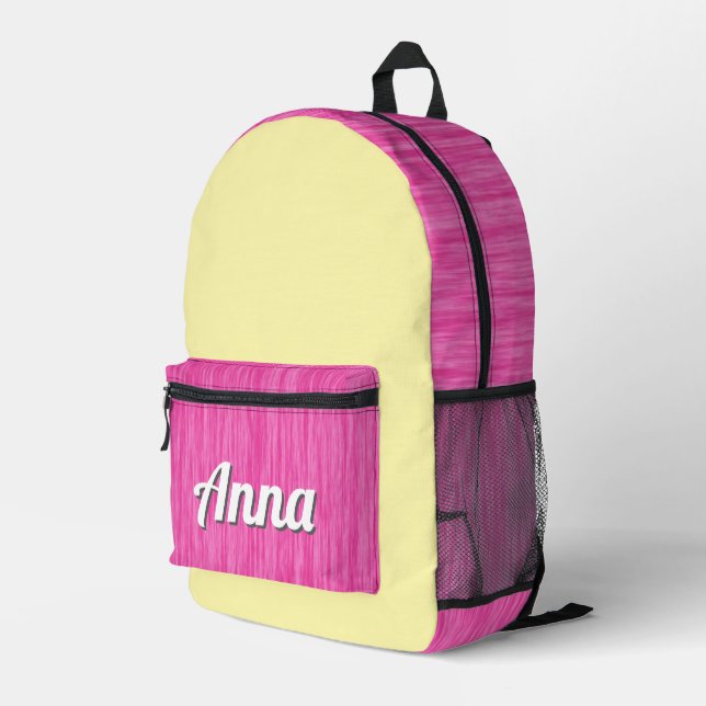 Personalised Pretty Pink Patterned Modern Girly Printed Backpack (Back Corner Right)
