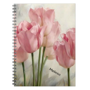 Personalised Pretty Pink Tulips Spiral Notebook