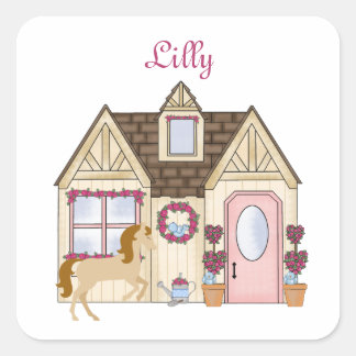 Personalised Pretty Ponies House Horse Sticker
