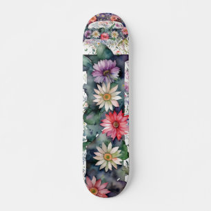 Personalised Pretty Watercolor Flowers Monogram D Skateboard
