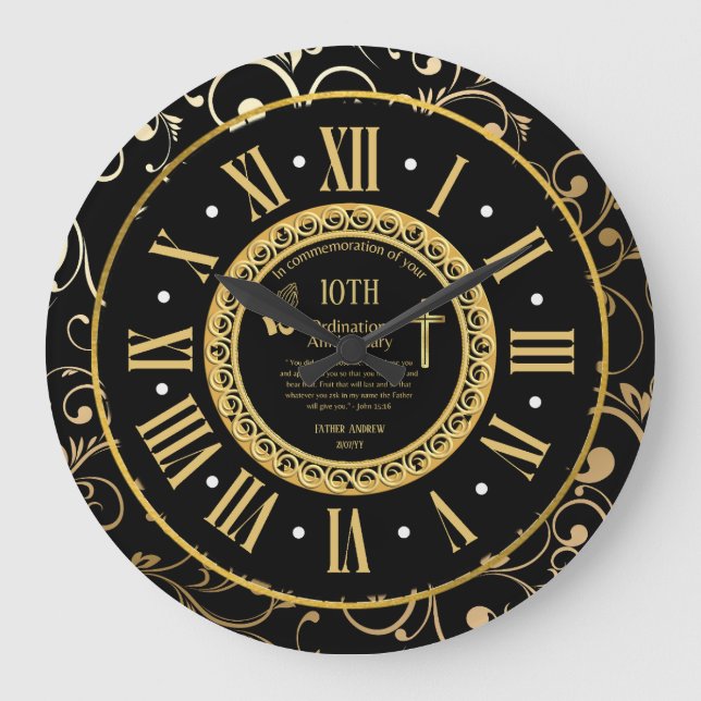 Personalised Priest Anniversary Ordination Clock (Front)