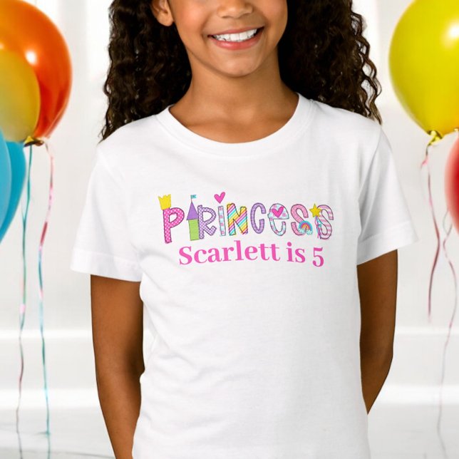 Personalised Princess Alphabet Birthday T-Shirt (Creator Uploaded)