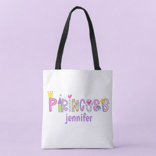 Personalised Princess Alphabet Bright Colourful Tote Bag