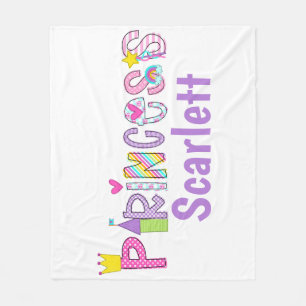 Personalised Princess Alphabet Crown Castle Wand Fleece Blanket