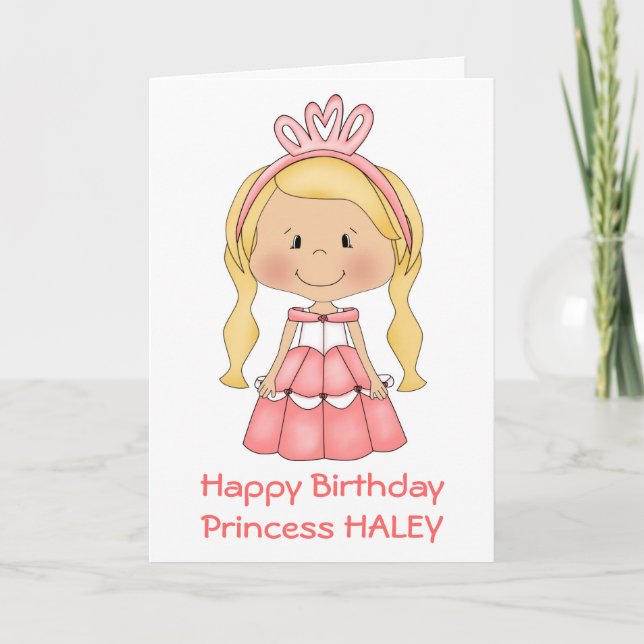 Personalised Princess Birthday card (Front)
