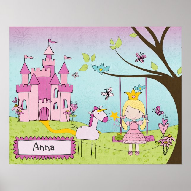Personalised Princess Castle Art Poster (Front)
