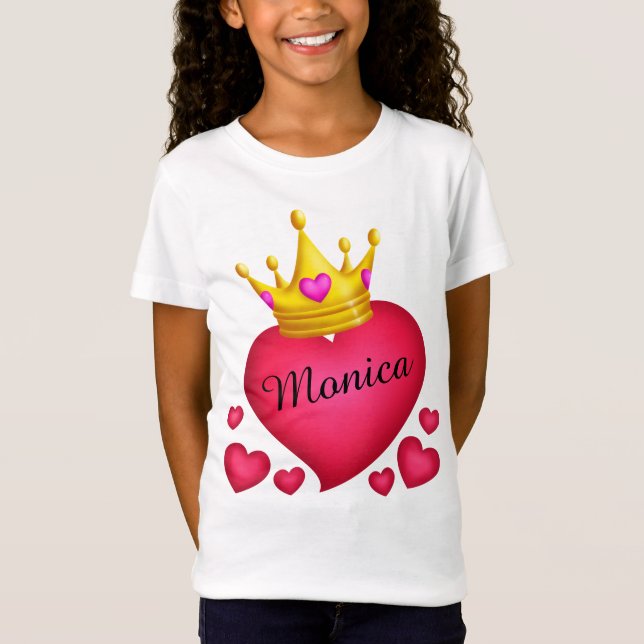 Personalised Princess Crown Hearts T-Shirt (Front)