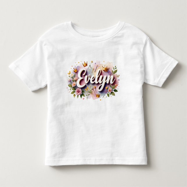 Personalised Princess Floral Kids T-Shirt (Front)