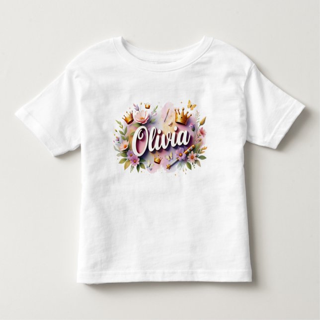 Personalised Princess Floral Kids T-Shirt (Front)