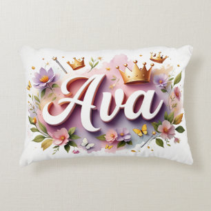Personalised Princess Floral Name Decorative Cushion