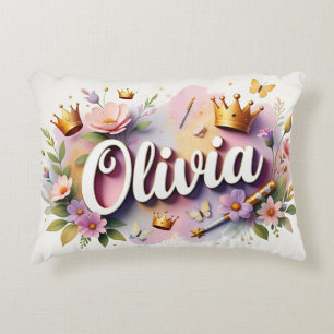 Personalised  Princess Floral Name  Decorative Cushion