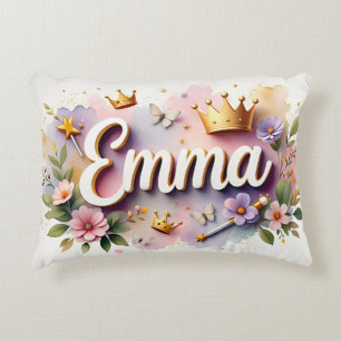 Personalised Princess Floral Name Decorative Cushion