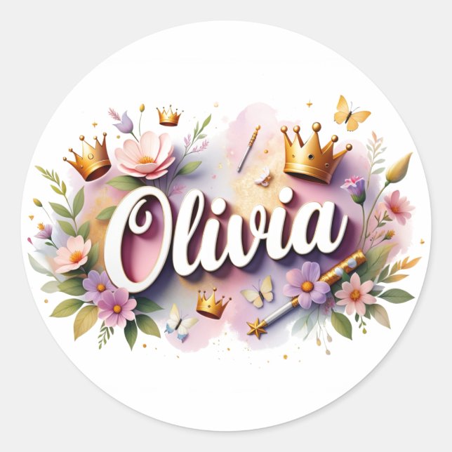 Personalised  Princess Floral Name Stickers (Front)
