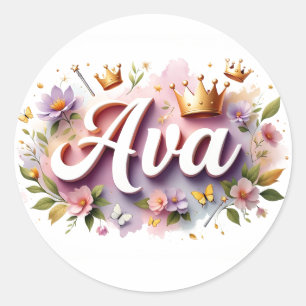 Personalised Princess Floral Name Stickers