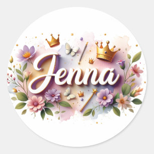 Personalised Princess Floral Name Stickers