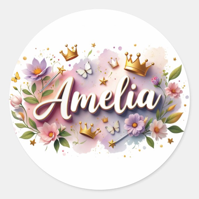 Personalised  Princess Floral Name Stickers  (Front)