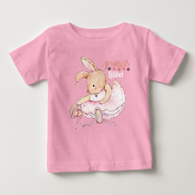 Personalised Princess Lilibet Ballerina Rabbit Baby T-Shirt (Front)