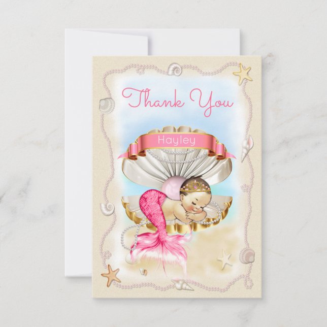 Personalised Princess Mermaid Clam Shell Thank You (Front)