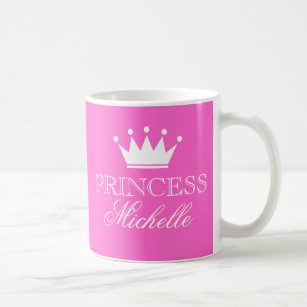 Personalised princess mug in pink with custom name