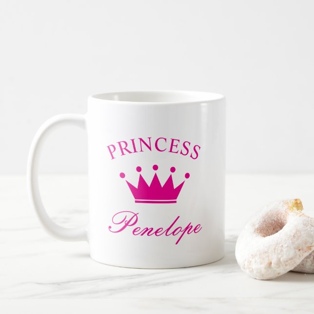 Personalised princess mug with crown and name (With Donut)