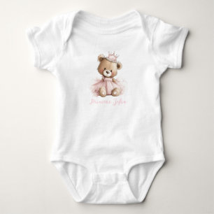 Personalised Princess Teddy Bear Baby Bodysuit