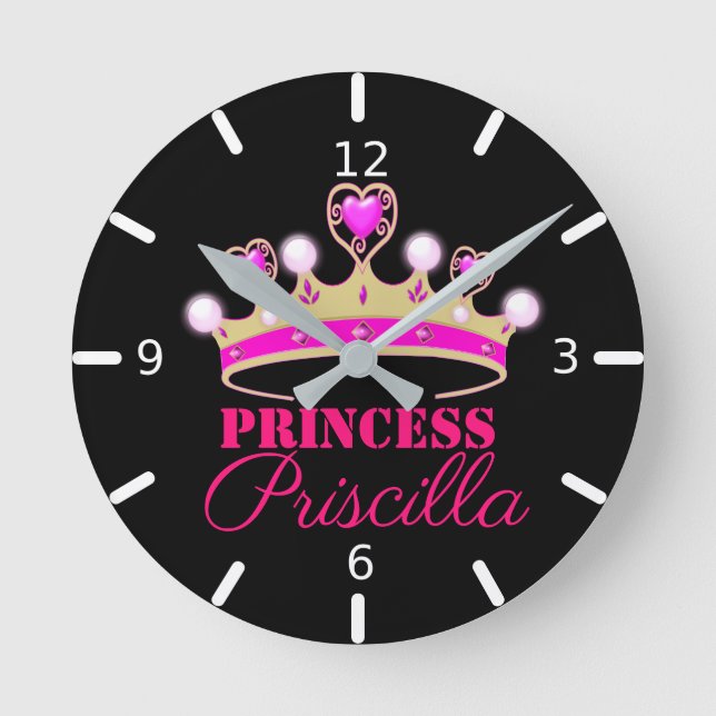 Personalised Princess Tiara Round Clock (Front)