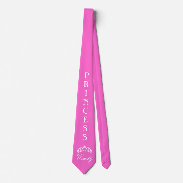 Personalised princess tie in pink with name (Front)